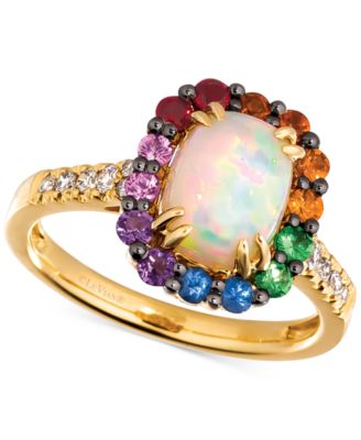 Le Vian - Multi-Gemstone (1-3/4 ct. t.w.) & Nude Diamond Rainbow Halo Statement Ring in 14k Gold