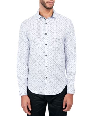 Society of Threads - Men's Regular-Fit Non-Iron Performance Stretch Geo-Print Button-Down Shirt