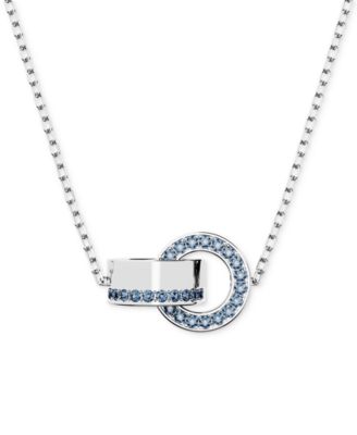 Swarovski - Rhodium-Plated Color Pav&eacute; Interlocking Loop 29-1/2" Adjustable Pendant Necklace