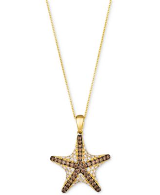 Le Vian - Chocolate Diamond & Nude Diamond Starfish 20" Adjustable Pendant Necklace (1-1/3 ct. t.w.) in 14k Gold