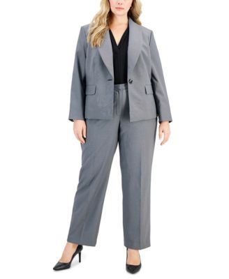 Le Suit - Plus Size Shawl-Collar Single-Button Pantsuit