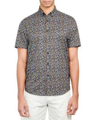 Society of Threads - Men's Slim-Fit Performance Stretch Floral Short-Sleeve Button-Down Shirt