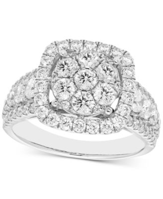 Macy's - Diamond Square Halo Cluster Engagement Ring (2 ct. t.w.) in 14k White Gold