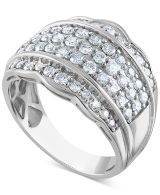 Macy's - Diamond Multirow Scallop Edge Ring (1-1/10 ct. t.w.) in 14k White Gold