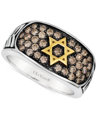 Le Vian - Men's Chocolate Diamond Star of David Cluster Ring (1 ct. t.w.) in 14k Two-Tone Gold