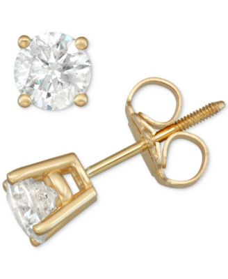 Macy's - Diamond Screw Back Stud Earrings (1 ct. t.w.) in 14k Gold