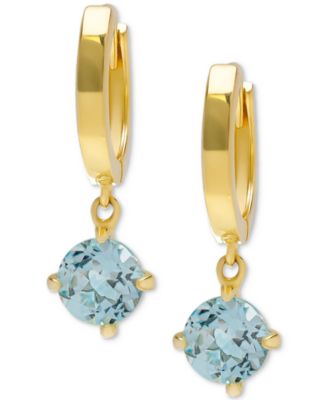 Macy's - Blue Topaz Dangle Hoop Earrings (1 ct. t.w.) in Gold-Plated Sterling Silver