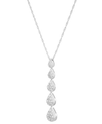 Forever Grown Diamonds - Lab Grown Diamond Graduated Pear Cluster Pendant Necklace (1/2 ct. t.w.) in Sterling Silver, 16" + 2" extender