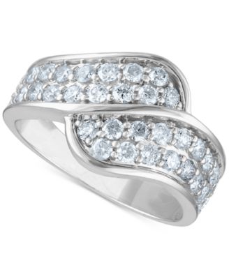 Macy's - Diamond Double Row Bypass Statement Ring (1 ct. t.w.) in 14k White Gold