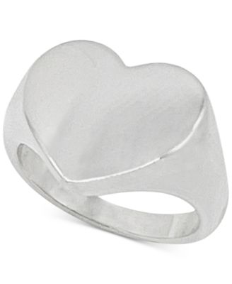 ADORNIA - Rhodium-Plated Heart Signet Statement Ring