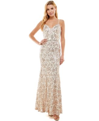 City Studios - Juniors' Sequined Lace Gown