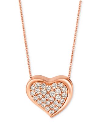 Le Vian - GODIVA x  Nude Diamond Heart Adjustable 20" Pendant Necklace (3/4 ct. t.w.) in 14k Rose Gold