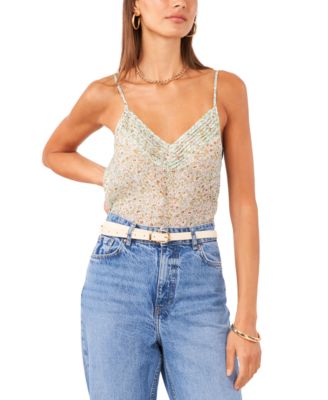 1.STATE - Women's Printed V-Neck Sleeveless Cami Top