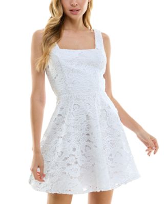 City Studios - Juniors' Square-Neck Fit & Flare Skater Dress