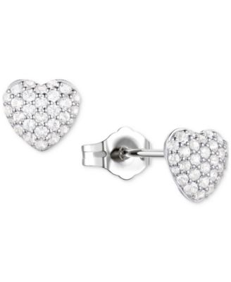 Macy's - Diamond Pav&eacute; Heart Stud Earrings (1/2 ct. t.w.) in 10k White Gold