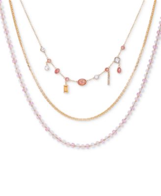 GUESS - Gold-Tone Mixed Stone Layered Necklace, 16" + 2" extender