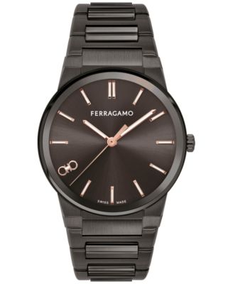 Ferragamo - Men's Swiss Gunmetal Ion Plated Bracelet Watch 41mm