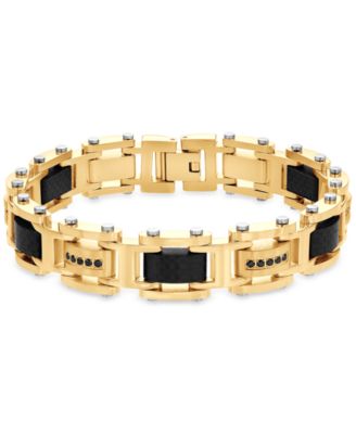 Blackjack - Men's Cubic Zirconia & Carbon Fiber Square Link Bracelet