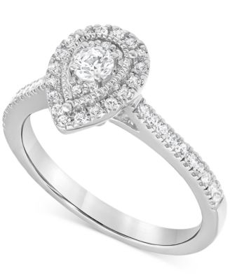 Macy's - Diamond Teardrop Halo Engagement Ring (1/2 ct. t.w.) in 14k White Gold