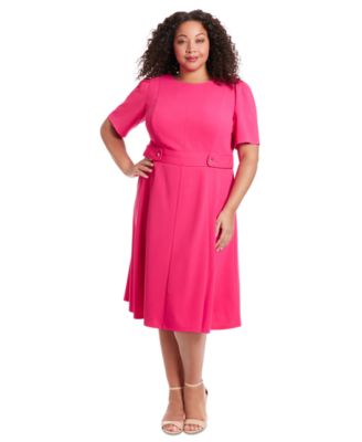 London Times - Plus Size Fit & Flare Scuba Crepe Midi Dress