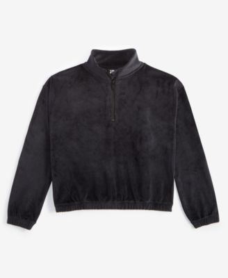 ID Ideology - Big Girls Quarter-Zip Velour Top
