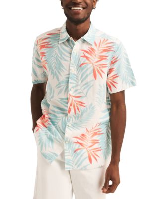Nautica - Men's Leaf Print Short Sleeve Button-Front Shirt