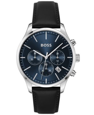 Hugo Boss - Men's Chronograph Avery Black Leather Strap Watch 42mm
