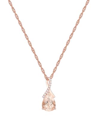 Macy's - Amethyst (1-1/3 ct. t.w.) & Lab-Grown White Sapphire (1/20 ct. t.w.) Pear 18" Pendant Necklace in 14k Gold (Also Available in Additional Gemstones)