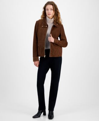 Cole Haan - Women's Zip-Front Leather Racer Coat
