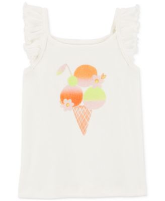 Carter's - Toddler Girls Ice Cream Graphic Cotton Flutter-Sleeve Tank Top