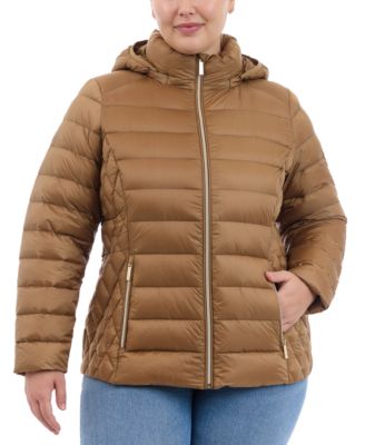 Michael Kors - Plus Size Hooded Packable Down Puffer Coat