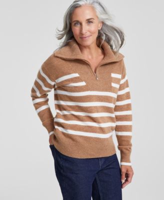 Charter Club - Women's Eloise Quarter-Zip Long-Sleeve Sweater