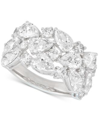 Arabella - Cubic Zirconia Mixed Cut Cluster Statement Ring in Sterling Silver