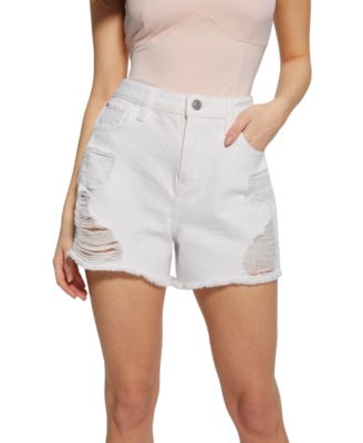 GUESS - Women's High Rise Distressed Relaxed Denim Shorts