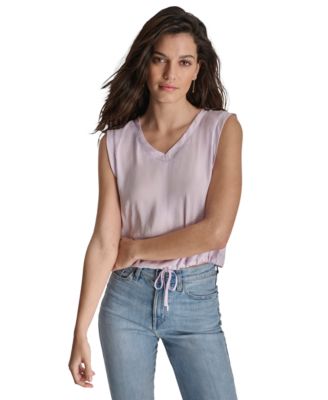 DKNY Jeans - Women's V-Neck Sleeveless Cropped Top