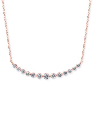 Badgley Mischka - Lab Grown Diamond Curved Bar Collar Necklace (1 ct. t.w.) in 14k White Gold, 16" + 2" extender