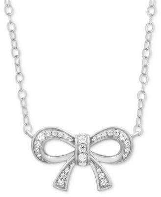 Disney Enchanted Vault - Diamond Bow Snow White Pendant Necklace (1/5 ct. t.w.) in Sterling Silver, 16" + 2" extender