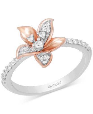 Disney Enchanted Vault - Diamond Rapunzel Flower Ring (1/4 ct. t.w.) in  Sterling Silver & 10k Rose Gold
