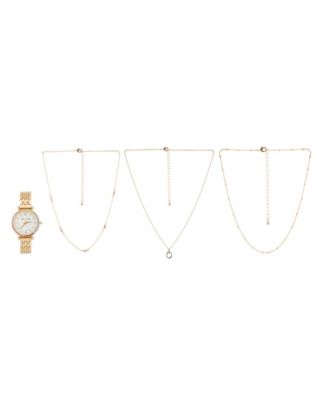 Jessica Carlyle - Women's Gold-Tone Bracelet Watch 33mm & 3-Pc. Necklace Gift Set