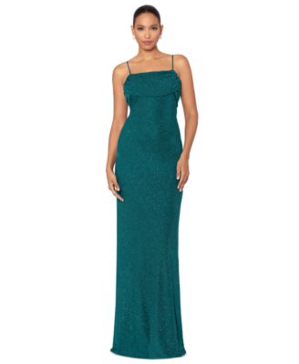 Betsy & Adam - Petite Sleeveless Glitter Sheath Gown