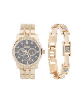 American Exchange - Men's Crystal Bracelet Watch 46mm Gift Set