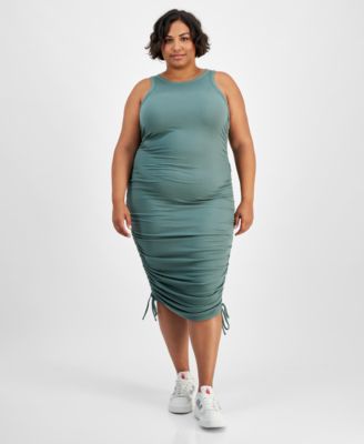 Derek Heart - Trendy Plus Size Ribbed Side-Ruched Racerback Bodycon Dress