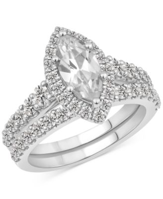 Macy's - GIA Certified Diamond Marquise & Round Halo Bridal Set (2-1/4 ct. t.w.) in 14k White Gold