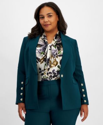 Tahari ASL - Plus Size One-Button Peak-Lapel Jacket