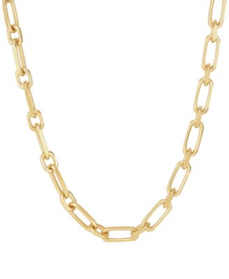 Italian Silver - Square Rolo Link 22" Chain Necklace in 18K Gold-Plated Sterling Silver