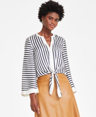 Vince Camuto - Women's Striped Tie-Front Blouse