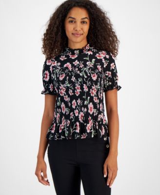 Nautica Jeans - Women's Smocked Floral Print Top