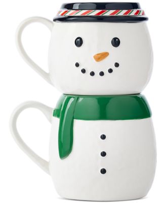 Holiday Lane - Snowman Set of 2 Stackable Mugs