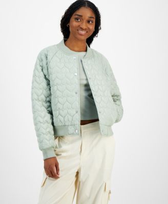 Madden Girl - Juniors' Quilted Ribbed-Cuff Bomber Jacket