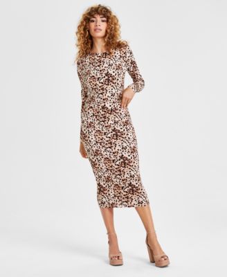 Bar III - Women's Cheetah-Print Jersey Midi Skirt